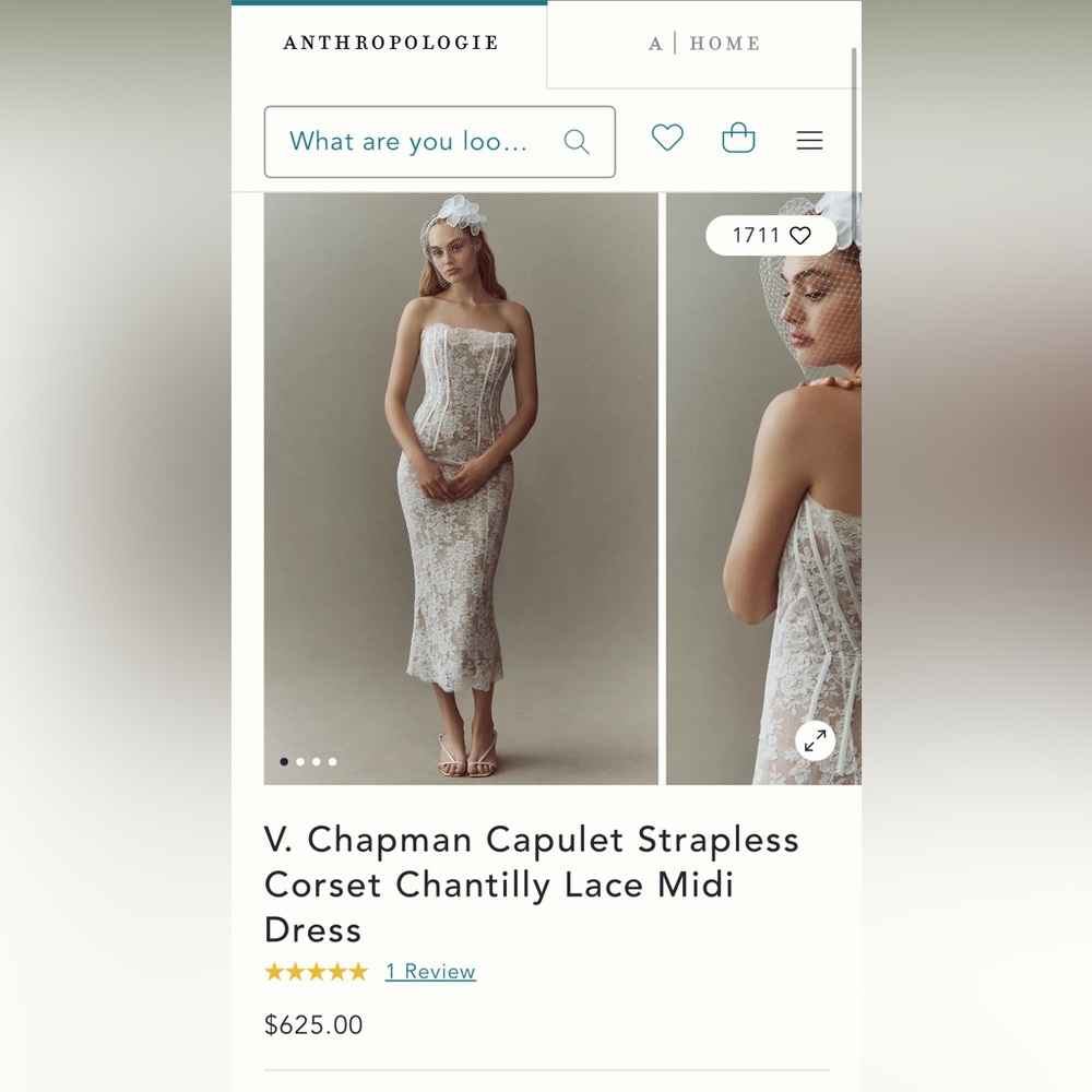 V. Chapman The Capulet Dress in White Chantilly Lace
Size 6